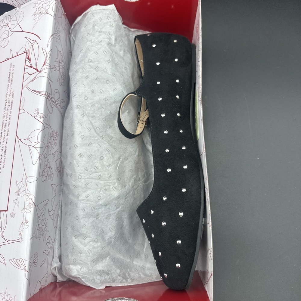 Journee Collection Women's‎ Carrie Square Toe Mary Jane Stud Flats Black 10 Wide